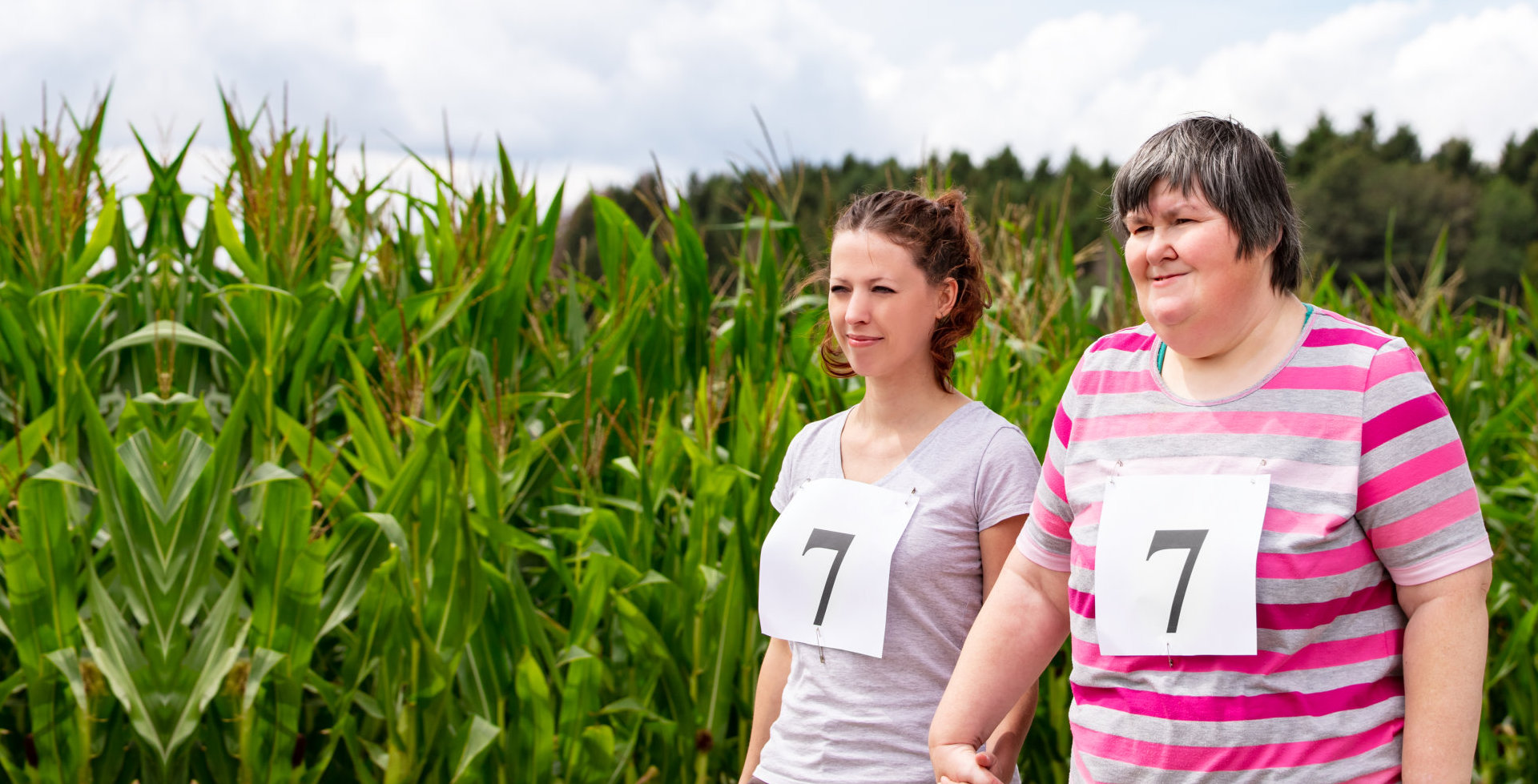 caregiver and woman walking